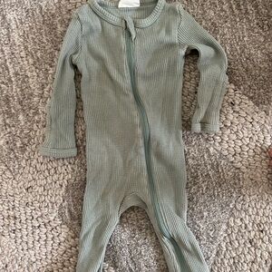 Sage Green Kids Ribbed Footie